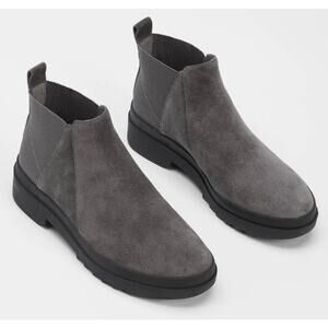 Eileen Fisher Gray Suede Chelsea Ankle Boots